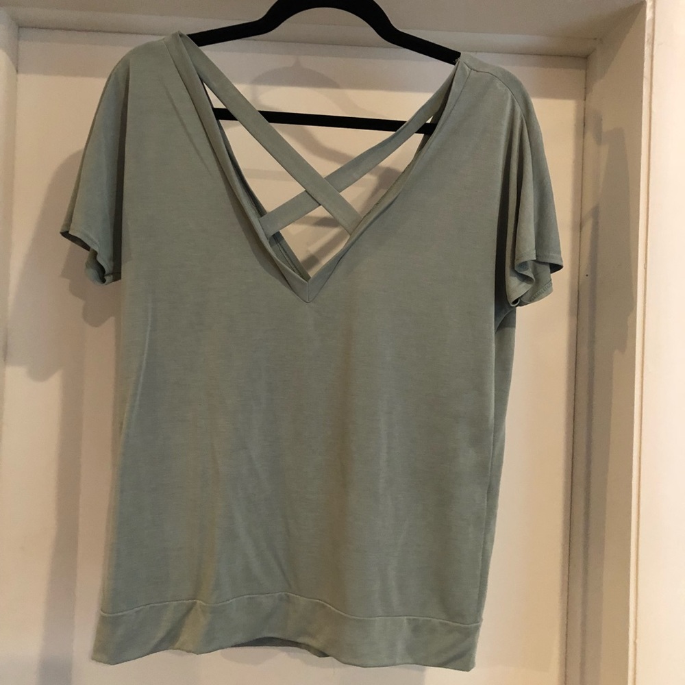 Sage green cross front shirt